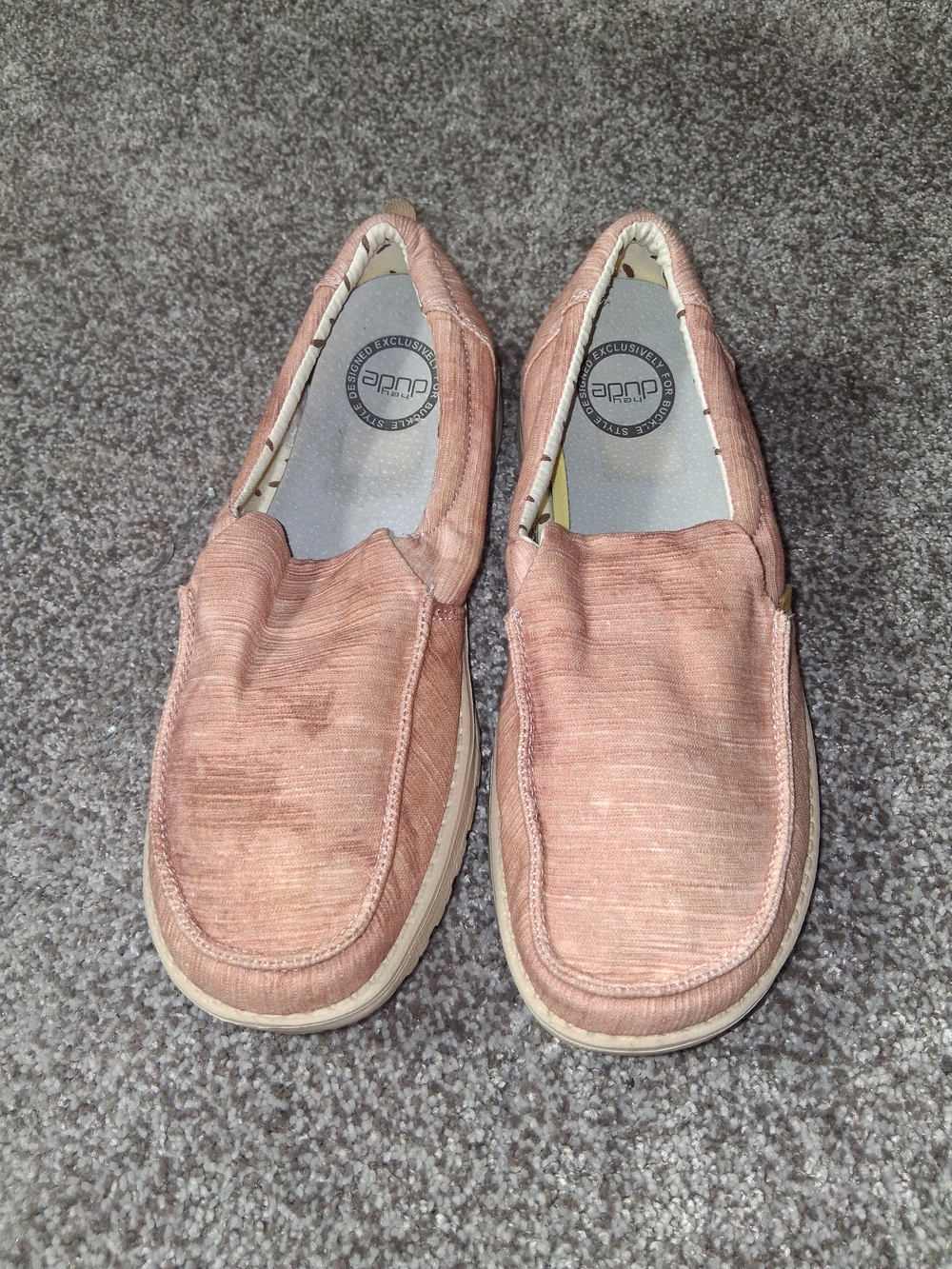 Hey Dude Knit Pink Striped Coral Slip On Shoes Loafer Women's Size 9